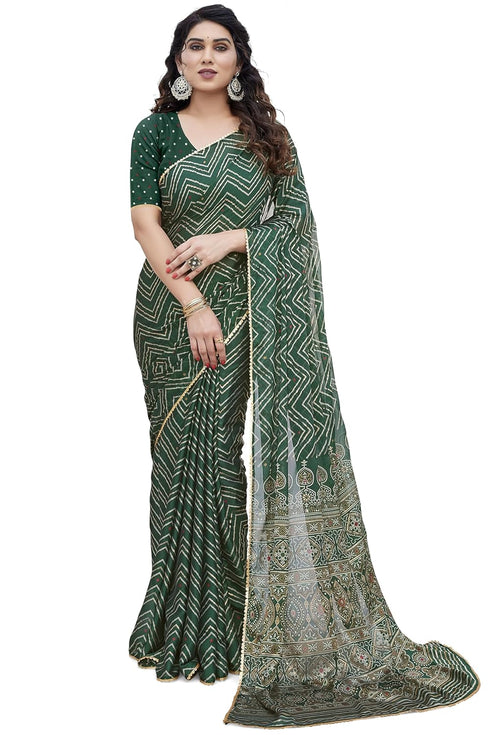 Vasthrlay Fashion Chiffon Chevron Printed Ethnic Wear