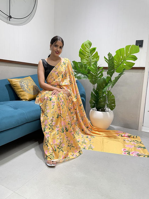 VasthrlayGeorgette Unstitched Srivalli Yellow Free Ethnic Wear