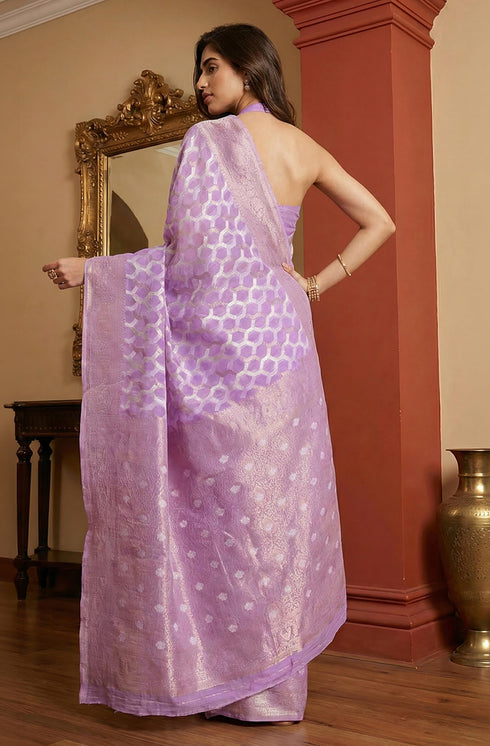 Vasthrlay Lavender Jacquard Saree