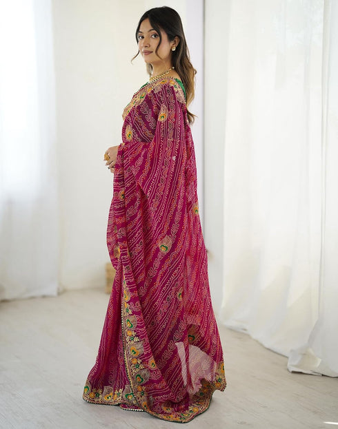 Vasthrlay Georgette Embroidery Red1 Red Saree