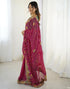 Vasthrlay Georgette Embroidery Rani Pink Saree With Unstitched Blouse Piece