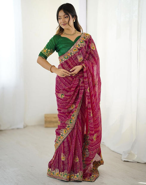 Vasthrlay Georgette Embroidery Red1 Red Saree