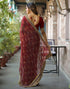 Vasthrlay Bandhani Embroidery Maroon Saree With Unstitched Blouse Piece