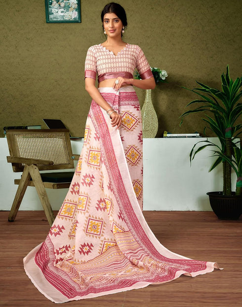 Vasthrlay Womens Cotton Printed Multicolor Saree