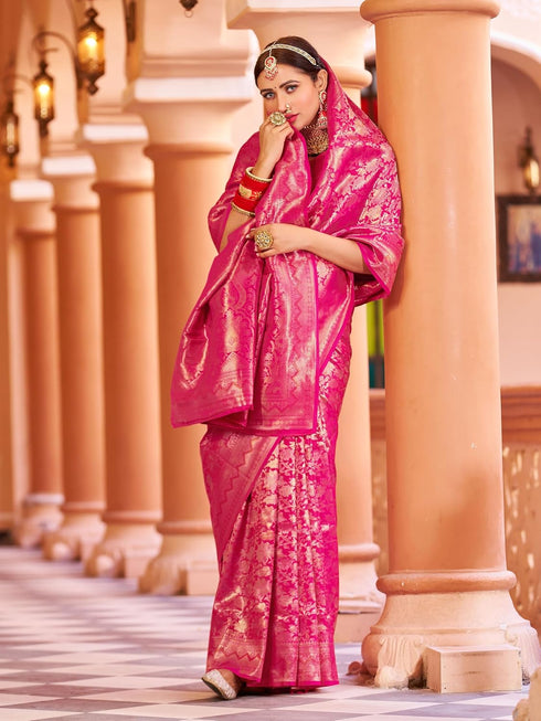 Vasthrlay Women's Kanjivaram Designer Unstitched Saree