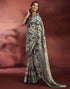 Vasthrlay Womens Printed Unstitched Navy Blue Saree