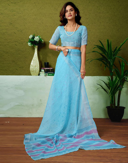 Vasthrlay Womens Cotton Printed Pink Saree