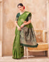 Vasthrlay Kanjivaram Jacquard Mehndi Green Saree With Unstitched Blouse Piece