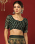 Vasthrlay Georgette Bandhani Rani Pink And Dark Green Saree With Unstitched Blouse Piece