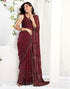 Vasthrlay Georgette Printed Unstitched Maroon Saree