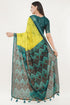 Vasthrlay Womens Off White 3 Botanical Printed Linen Saree With Self Woven Border And Unstitched Blouse Piece