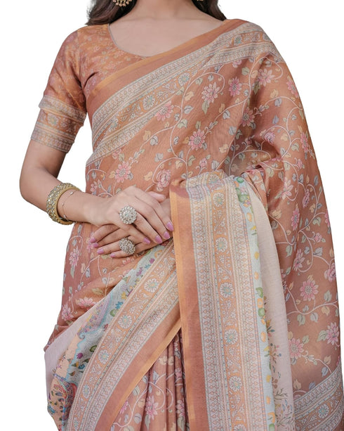 Vasthrlay Handloom Turquoise Paisley Saree