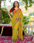 Vasthrlay Bandhani Embroidery Unstitched Yellow Saree