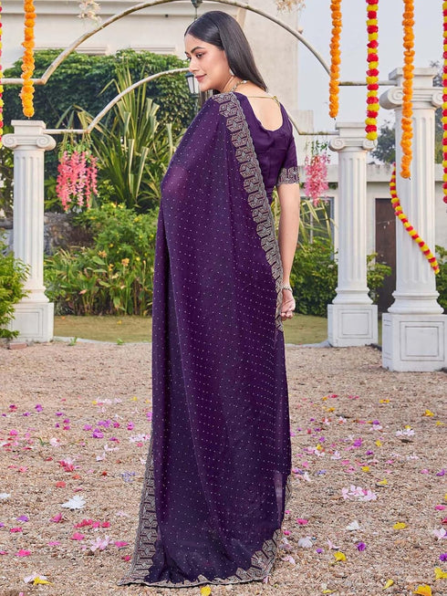 Vasthrlay Georgette Scalloped Rani Saree