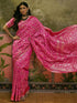 Vasthrlay Banarasi Weaving Dark Pink Saree With Unstitched Blouse Piece