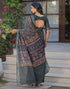Vasthrlay Womens Printed Unstitched Dark Green Saree
