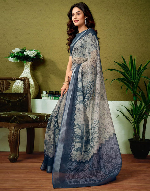 Vasthrlay Womens Cotton Printed Yellow Saree