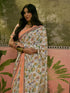 Vasthrlay Womens Printed Beige | Multi Saree With Unstitched Blouse Piece