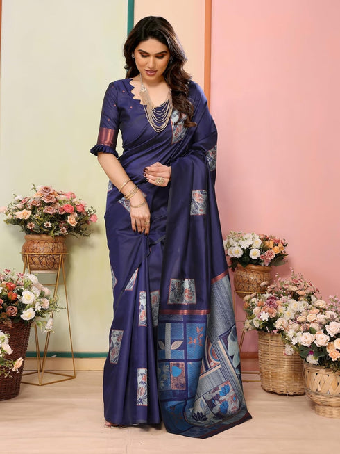 VasthrlayKanjivaram Banarasi Unstitched Mustard Free Ethnic Wear
