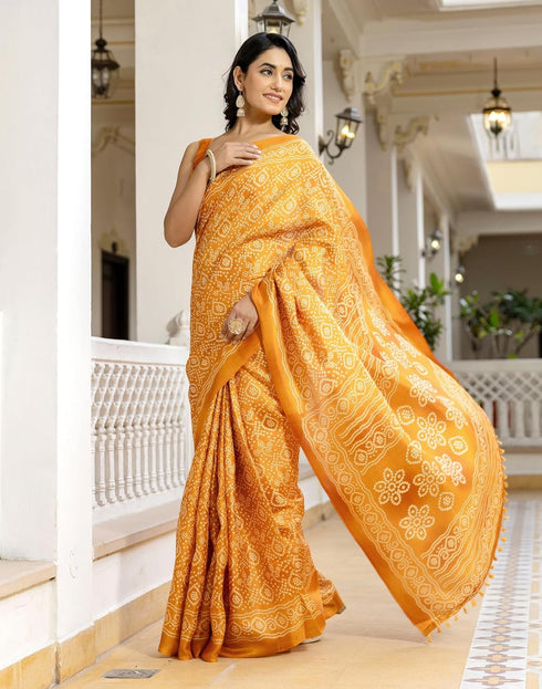 Vasthrlay Bandhani Printed Unstitched Wine Saree