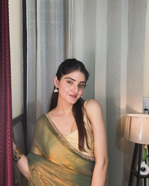 VasthrlayBoarder Unstitched Chhaavae Mustard Free Ethnic Wear