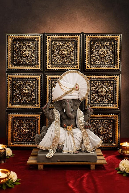 SATYAM KRAFT Ganpati Bappa Backdrop | janmashtami Decor | Wall Panels (9 pcs set)