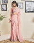 Vasthrlay Printed Striped Unstitched Peach Saree
