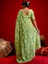 Vasthrlay Shimmer Embroidery Lime Saree