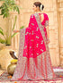 Vasthrlay Womens Banarasi Pink Saree With Unstitched Blouse Piece