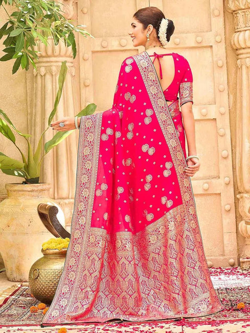 Vasthrlay Womens Banarasi Unstitched Mauve Saree