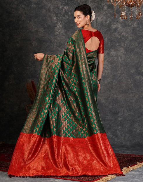Vasthrlay Banarasi Kanjeevaram Unstitched Beige Saree