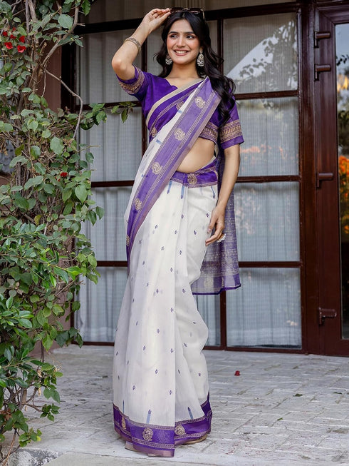 Vasthrlay Womens Printed Unstitched Multicolor Saree