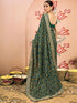 Vasthrlay Georgette Embroidery Unstitched Dark Green Saree