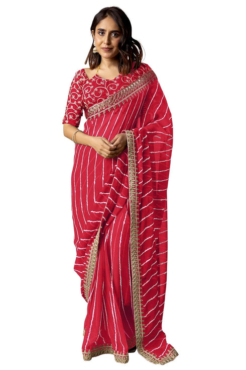 Vasthrlay Fashion Georgette Leheriya Printed Ethnic Wear