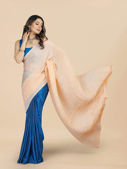 VasthrlayCrushed Pleated Unstitched Yellow Free Ethnic Wear