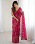 Vasthrlay Red Unstitched Saree