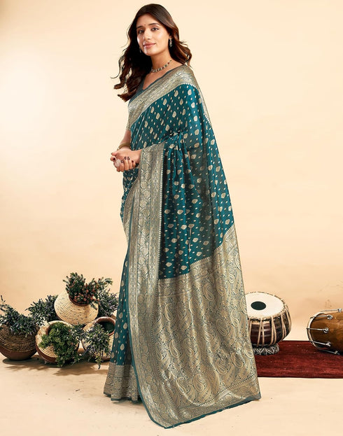 Vasthrlay Kanjivaram Banarasi Wedding Light Green Saree