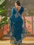 Vasthrlay Shimmer Scalloped Navy Navy Blue Saree
