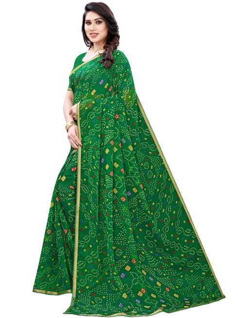 Vasthrlay Georgette Bandhani Unstitched Maroon Saree