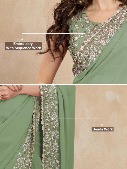Vasthrlay Georgette Lakhanvi Embroidery Pink Ethnic Wear