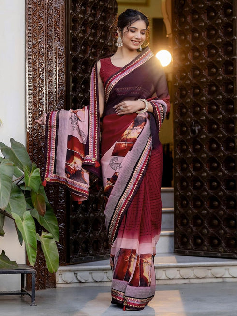 Vasthrlay Georgette Printed Light Saree