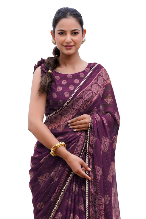 Vasthrlay Fashion Georgette Geometric Printed Ethnic Wear