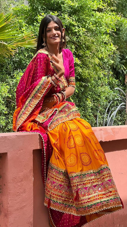Vasthrlay Bhandhani Colourful Embroidery Saree