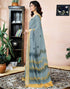 Vasthrlay Womens Printed Grey Saree With Unstitched Blouse Piece
