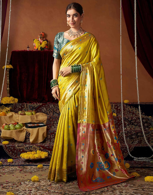 Vasthrlay Womens Paithani Unstitched Pink Saree