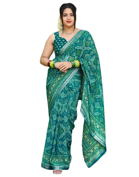 Vasthrlay Georgette Bandhani Unstitched Maroon Saree
