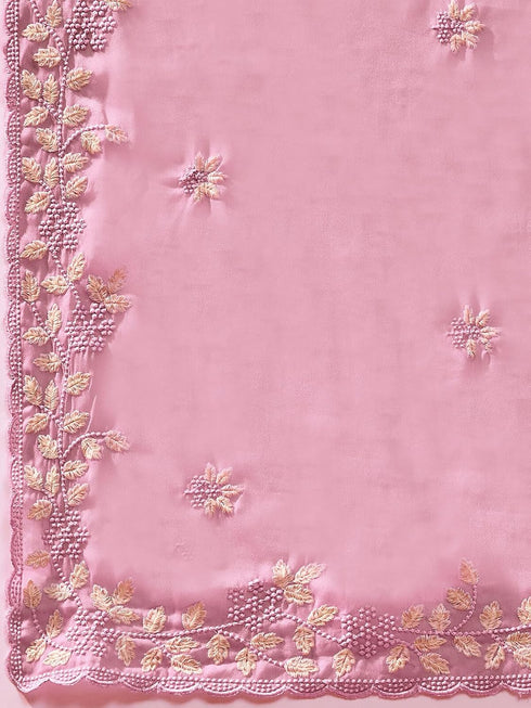 Vasthrlay Georgette Embroidery Peach Saree