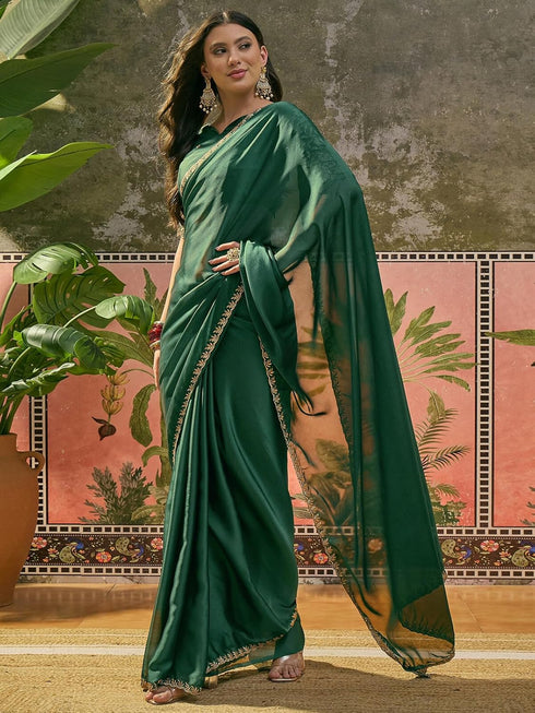 Vasthrlay Sequins Embroidery Black Saree