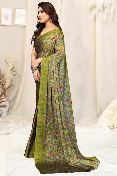 Vasthrlay Fashion Chiffon Georgette Beige Ethnic Wear