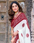 Vasthrlay Bandhani Georgette Unstitched White Saree